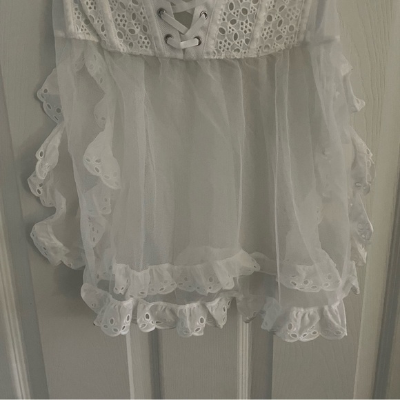 New! Victoria's Secret Lace Mesh Eyelet Ruffle Babydoll Lingerie 22888 - Picture 7 of 13